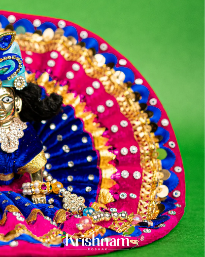 Velvet Blue & Pink Dress for Laddu Gopal (Pagdi & Patka Included) Krishnam Poshak