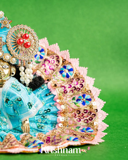 Sky Blue Net Dress For Laddu Gopal (Without Pagdi ) - Krishnam Poshak