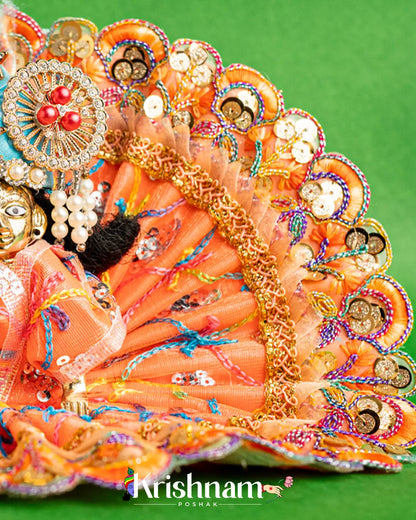 Net Orange Dress With Thread work For Laddu Gopal (Without Pagdi ) - Krishnam Poshak