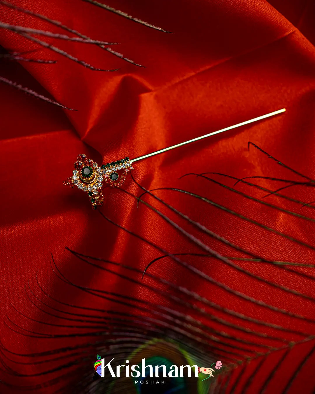 Kundan Elegant Bansuri for Shri Krishna & Laddu Gopal Ji (Size 4to7) - Krishnam Poshak