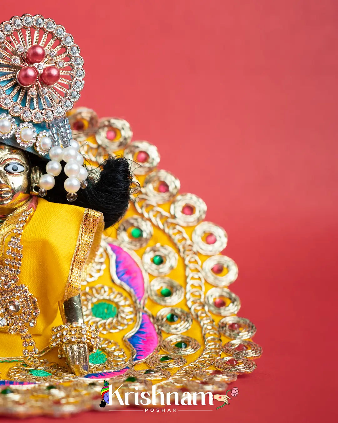 Yellow Dress for Laddu Gopal (Pagdi Not Included) Krishnam Poshak