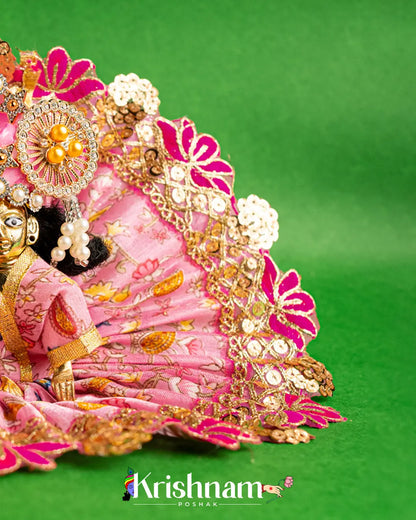 Pink Floral Dress For Laddu Gopal (Without Pagdi ) - Krishnam Poshak