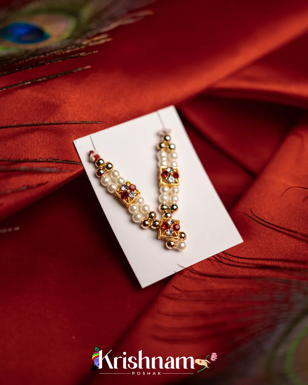 Moti Mala with Kundan for Shri Krishna, Radha & Laddu Gopal Ji (2-5 Size) - Krishnam Poshak