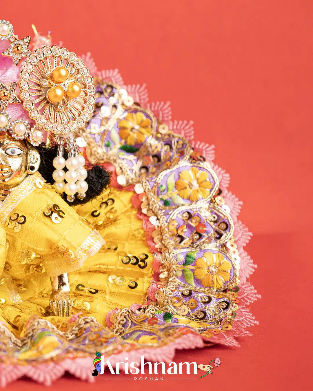 Yellow Net Dress For Laddu Gopal (Without Pagdi ) - Krishnam Poshak