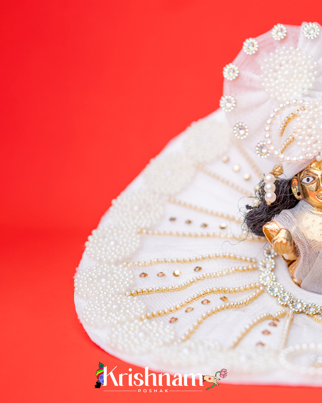 White Heavy dress for laddu gopal ji Krishnam Poshak