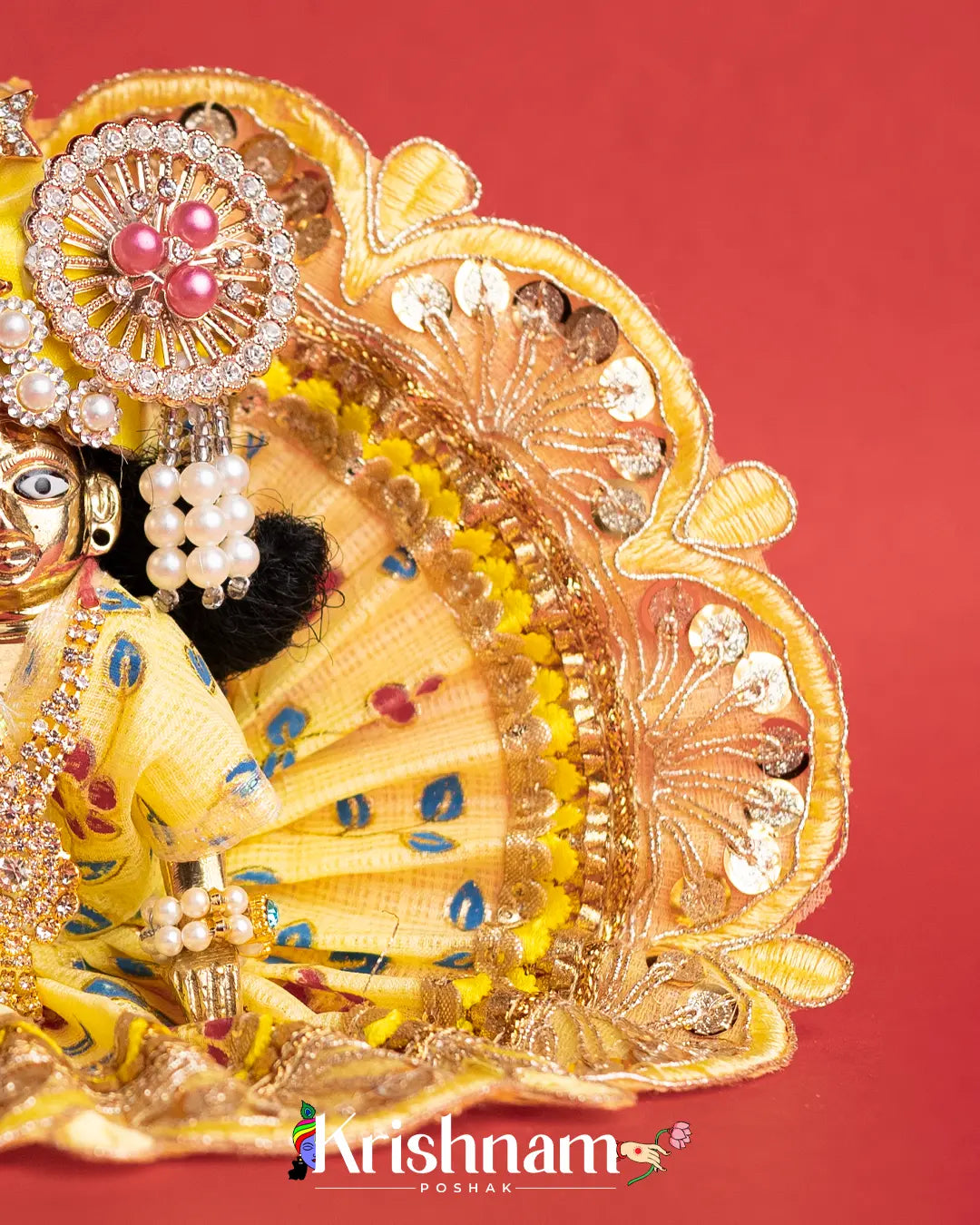 Yellow Kota Doria Dress for Laddu Gopal (Pagdi Not Included) Krishnam Poshak