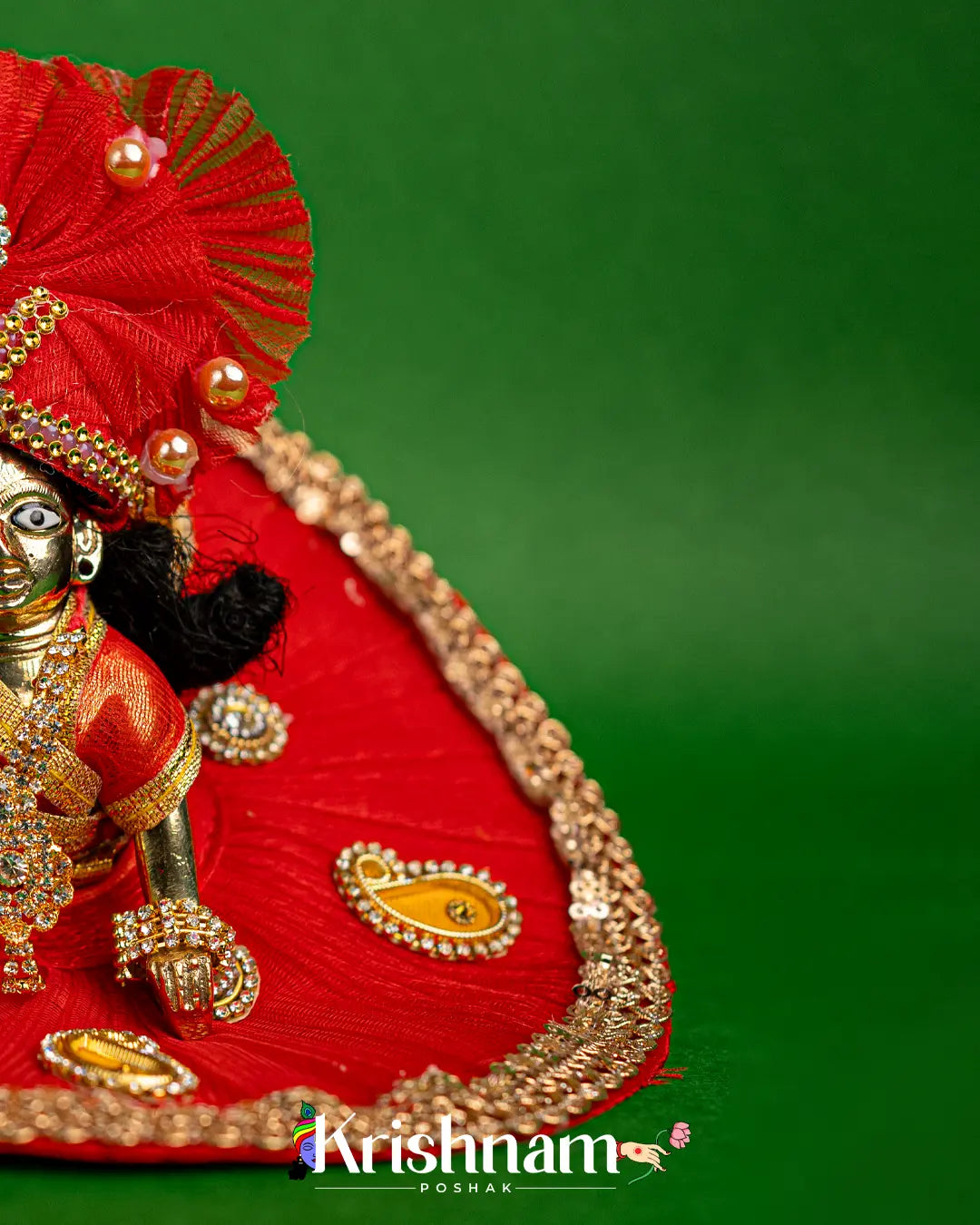 Red Net Dress for Laddu Gopal (Pagdi Included) - Krishnam Poshak