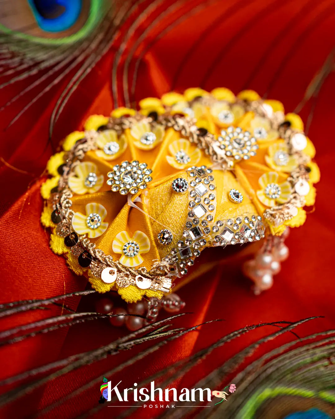 Heavy Work Pagdi For Shri Krishna & Laddu Gopal Ji - Krishnam Poshak