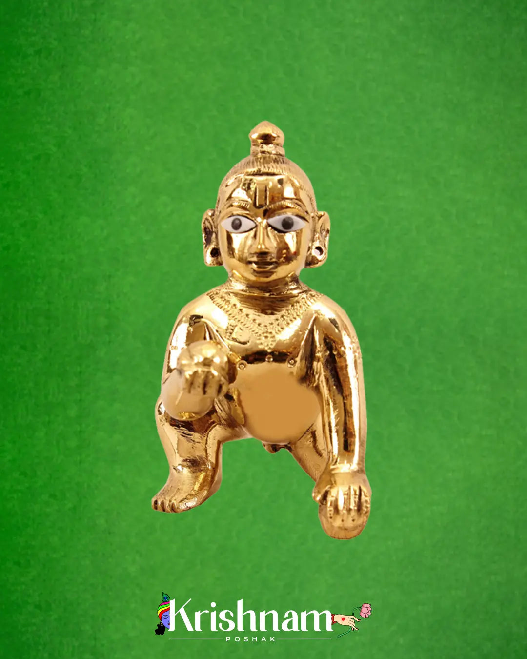 Brass Laddu Gopal Ji Idol (Different Size) - Krishnam Poshak