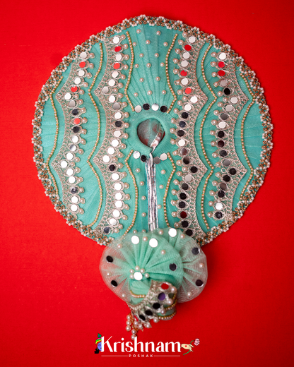 Cyan Mirror Heavy dress for laddu gopal ji Lord of Universe