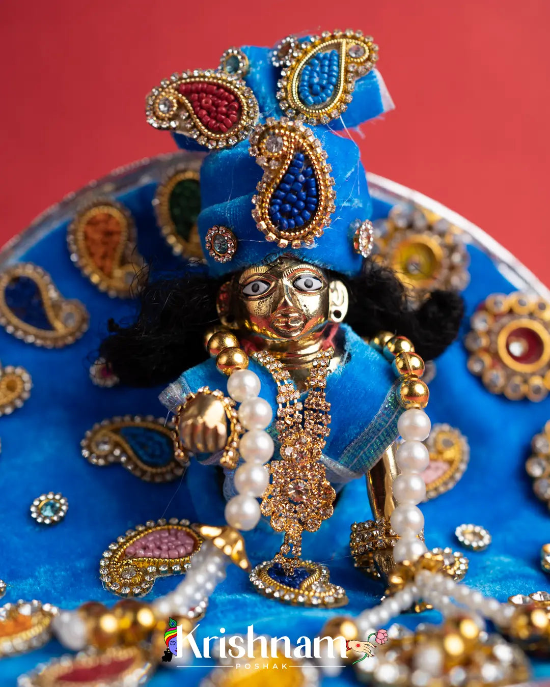 Blue Soft Velvet Heavy Laddu Gopal Dress (Pagdi & Patka Included) - Lord of Universe