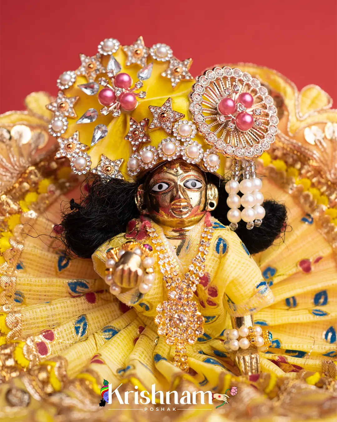 Yellow Kota Doria Dress for Laddu Gopal (Pagdi Not Included) Krishnam Poshak