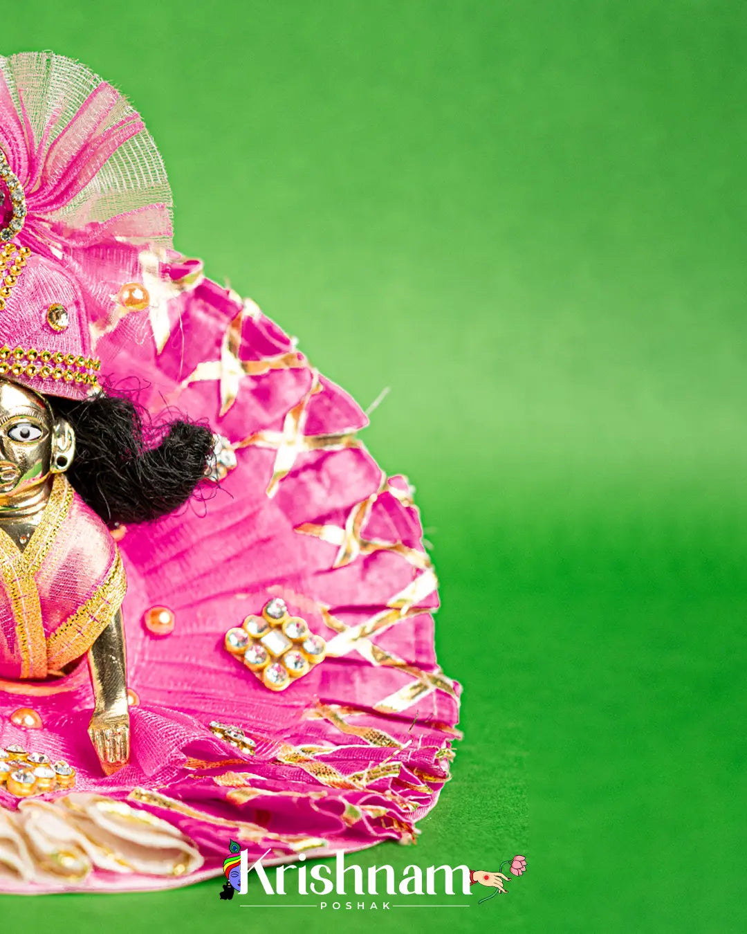 White & Pink Kota Doria Silk Dress for Laddu Gopal (Pagdi Included) Krishnam Poshak