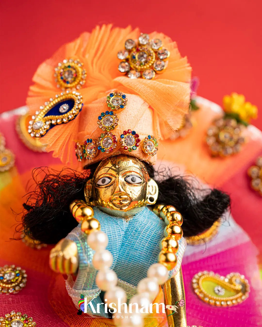 Multicolor Handmade Dress For Laddu Gopal (Pagdi & Patka Included) - Krishnam Poshak
