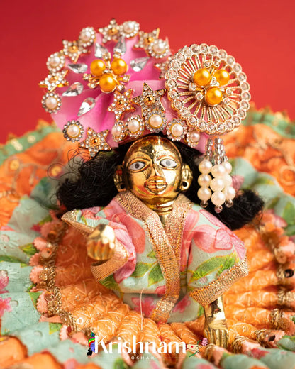 Cotton Orange Dress For Laddu Gopal (Without Pagdi ) - Krishnam Poshak