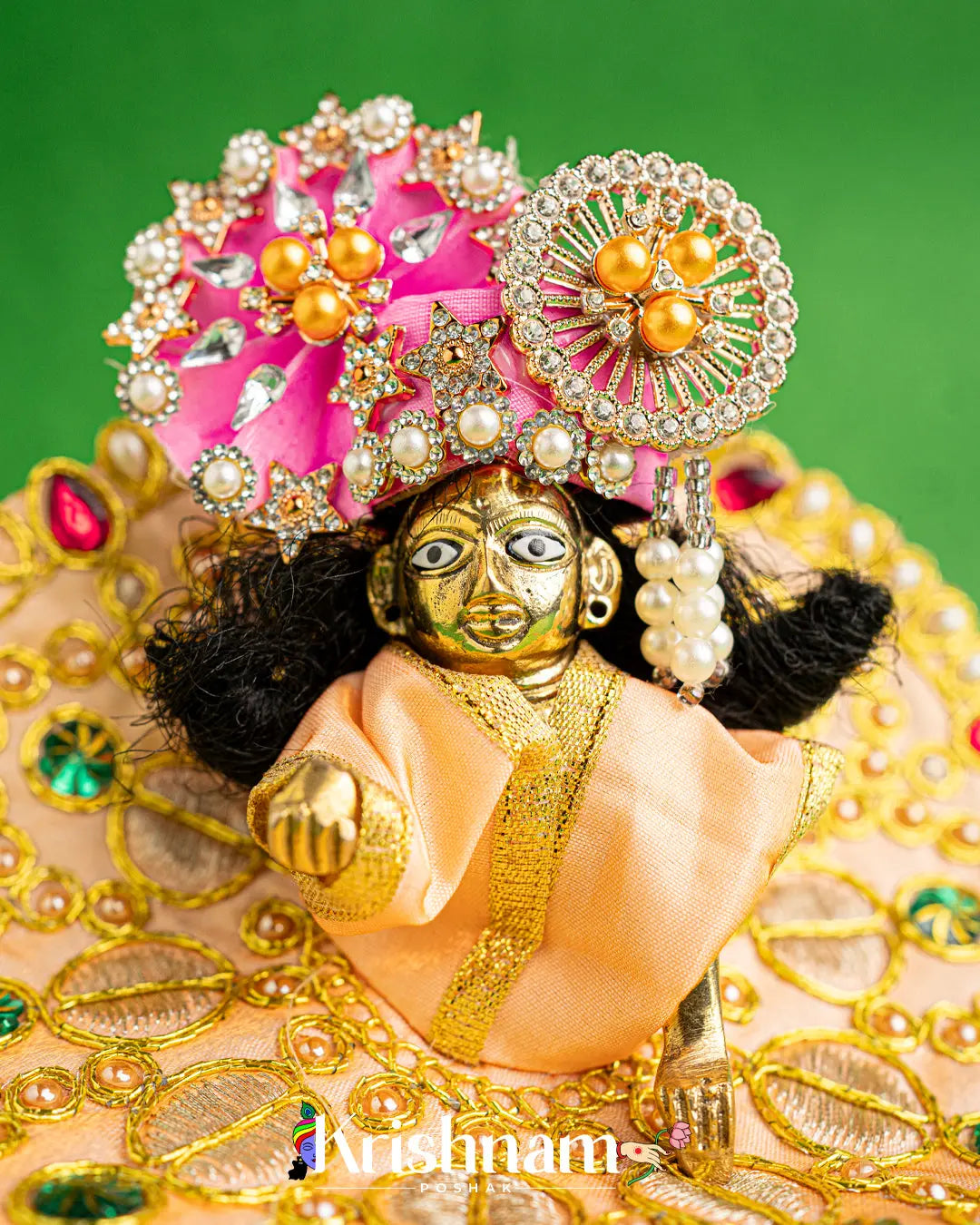 Beige Dress With Golden Work For Laddu Gopal (Without Pagdi ) - Lord of Universe