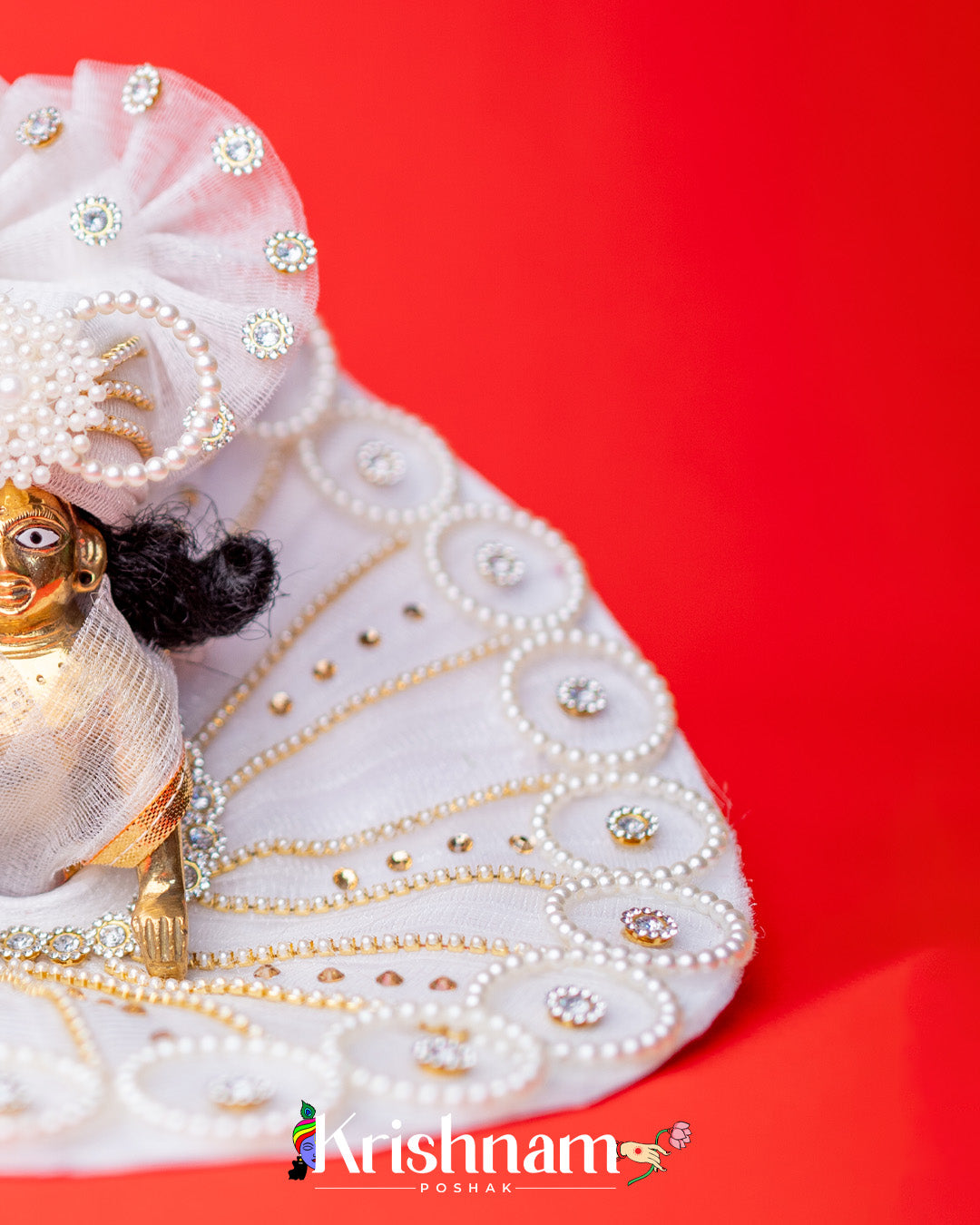 White Heavy dress for laddu gopal ji Krishnam Poshak