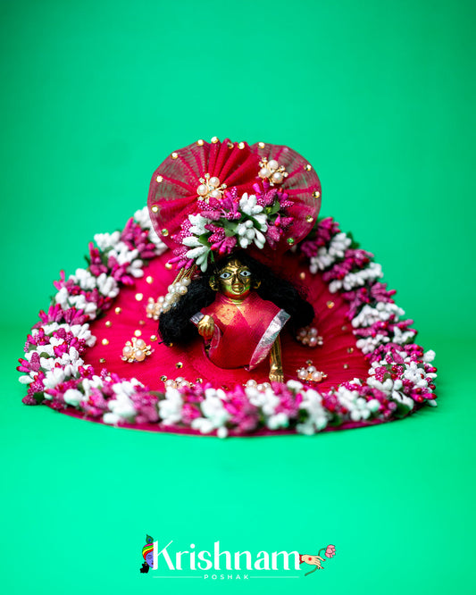 Megenta Floral Heavy dress for laddu gopal ji Lord of Universe
