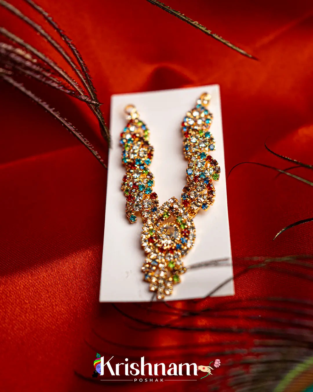 Kundan Neck Mala for Shri Krishna, Radha & Laddu Gopal Ji (Size 3to6) - Krishnam Poshak