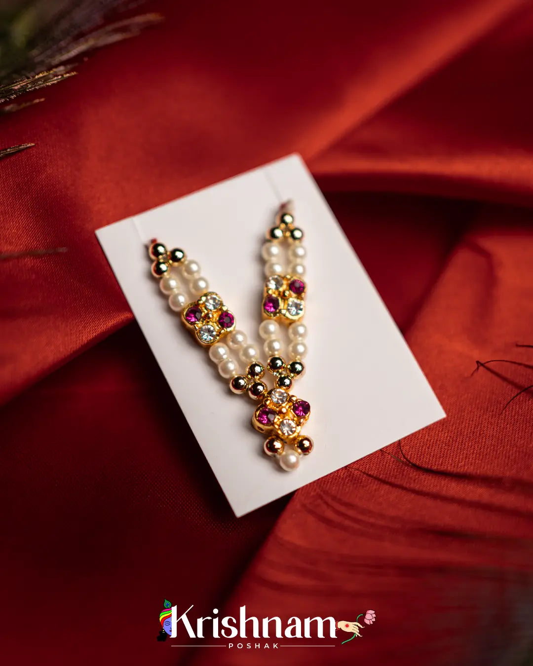 Moti Mala with Kundan for Shri Krishna, Radha & Laddu Gopal Ji (2-5 Size) - Krishnam Poshak