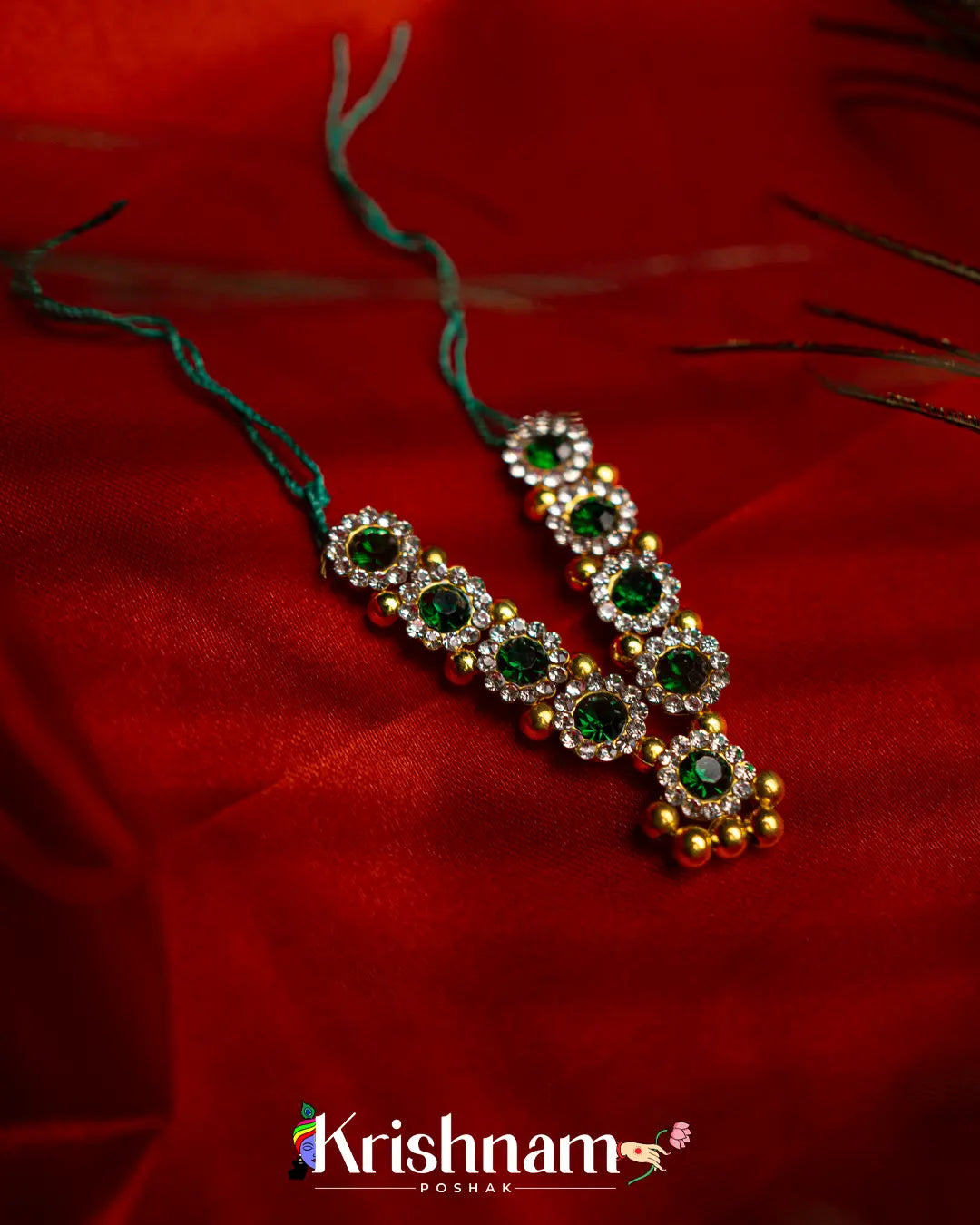 Kundan Moti Neck Mala for Shri Krishna, Radha & Laddu Gopal Ji (Size 0to4) - Krishnam Poshak