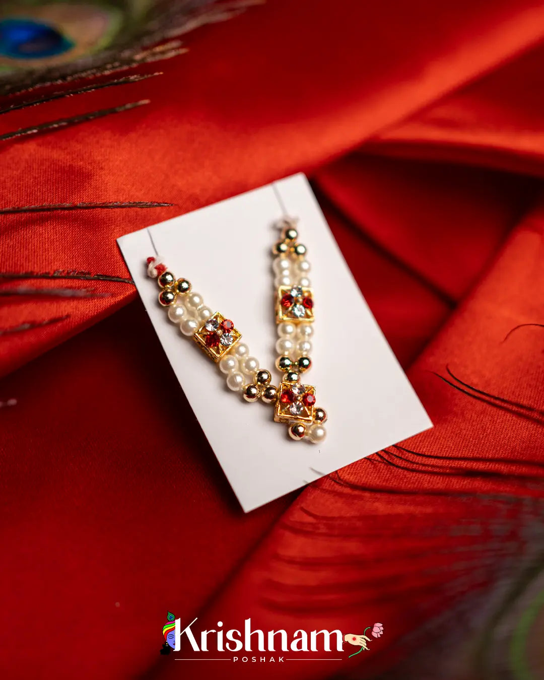 Moti Mala with Kundan for Shri Krishna, Radha & Laddu Gopal Ji (2-5 Size) - Krishnam Poshak