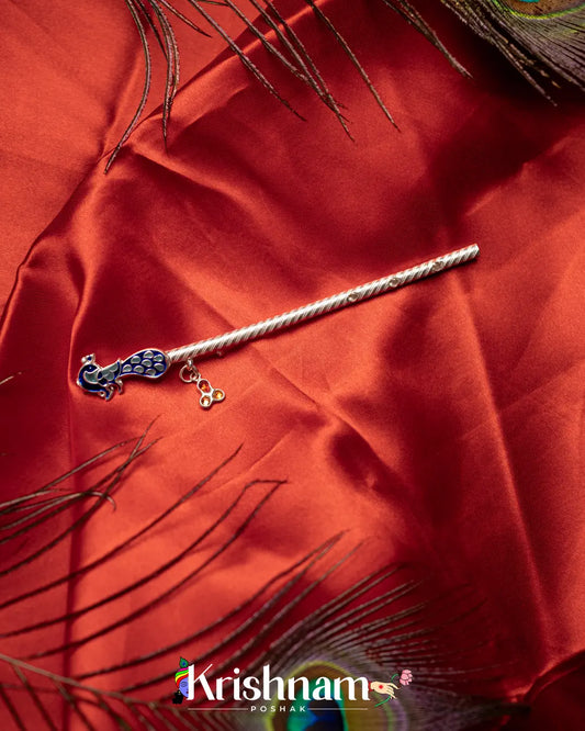 Elegant Holy Silver Handmade Lord Krishna flute, Laddu Gopala Flute (15.5 Grams Approx.) - Lord of Universe