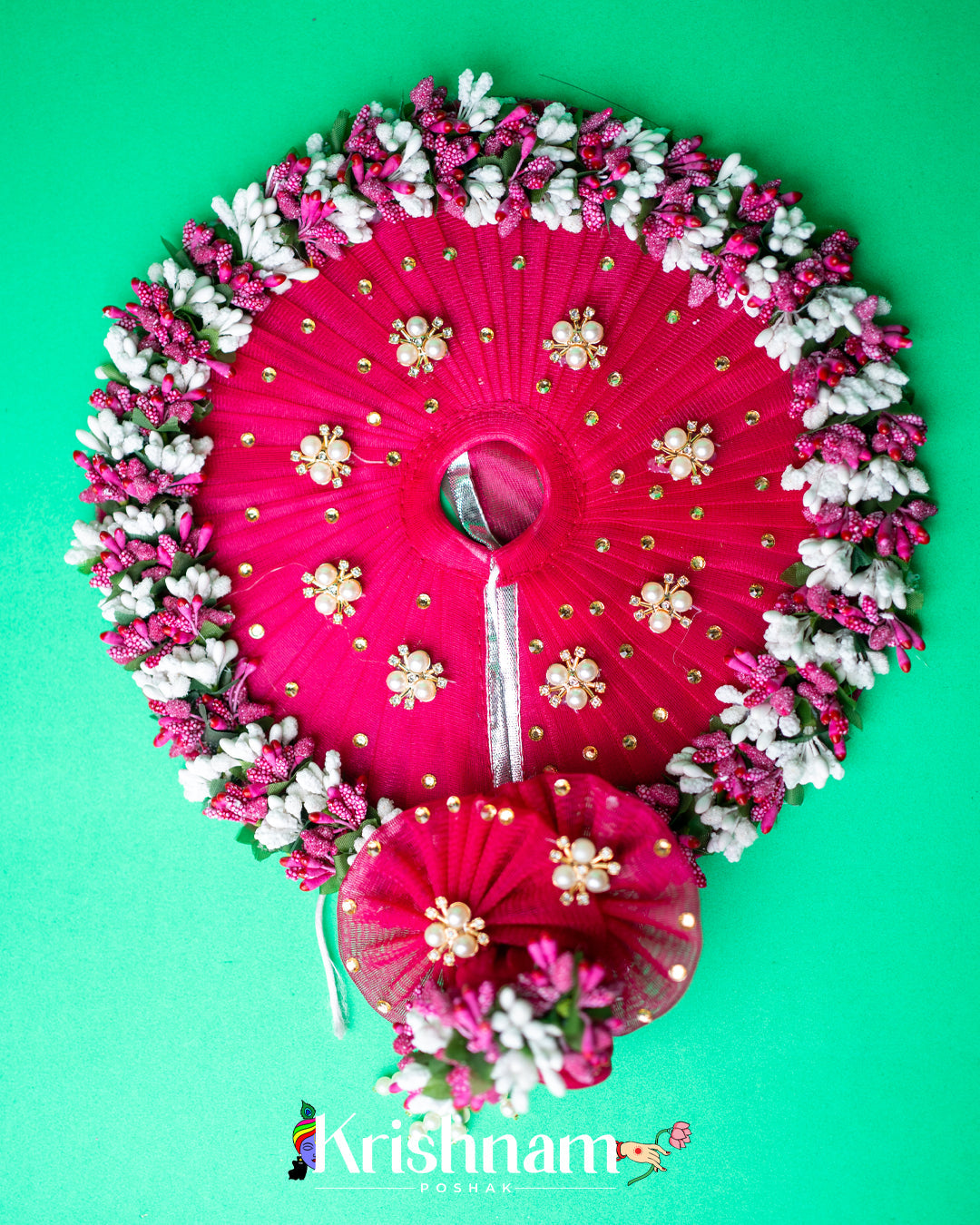 Megenta Floral Heavy dress for laddu gopal ji Krishnam Poshak