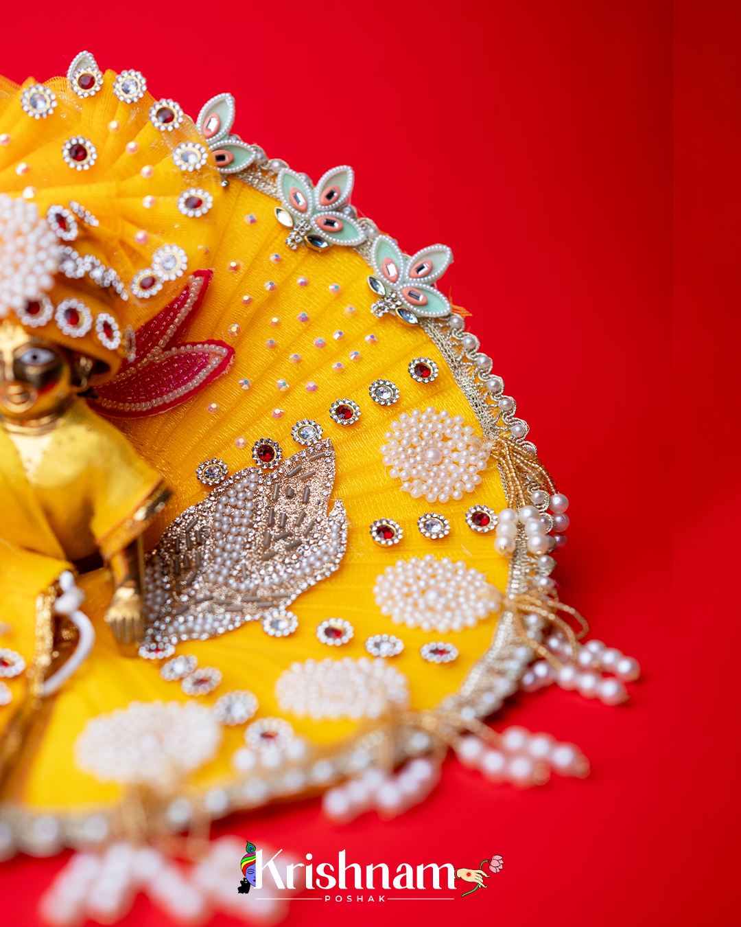 Yellow Lotus Heavy dress for laddu gopal ji Krishnam Poshak
