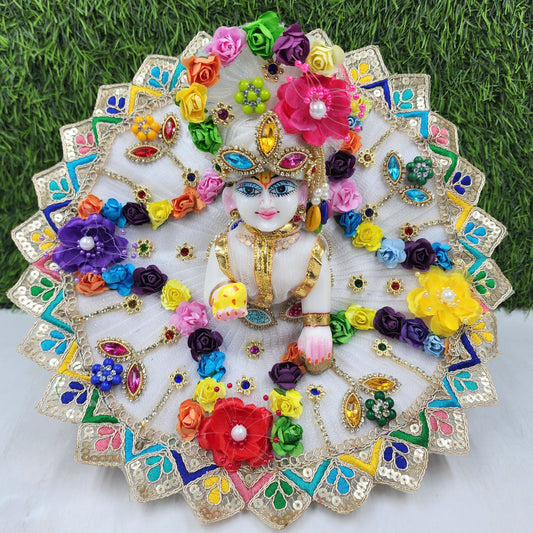 White Colourful Holi dress for laddu gopal ji