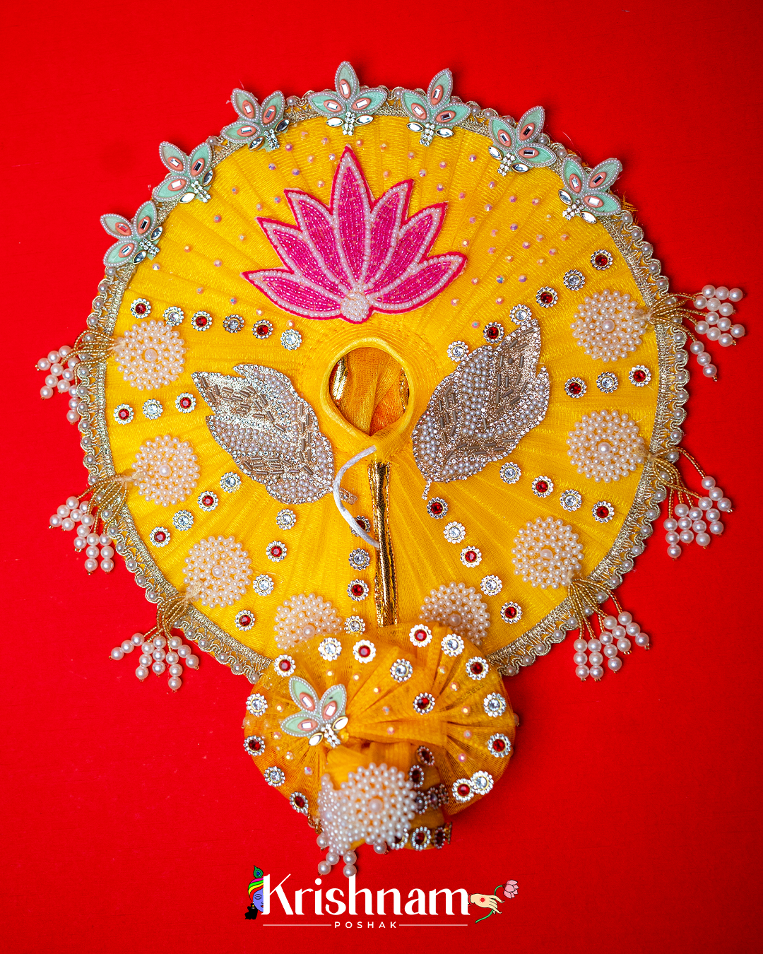 Yellow Lotus Heavy dress for laddu gopal ji Krishnam Poshak