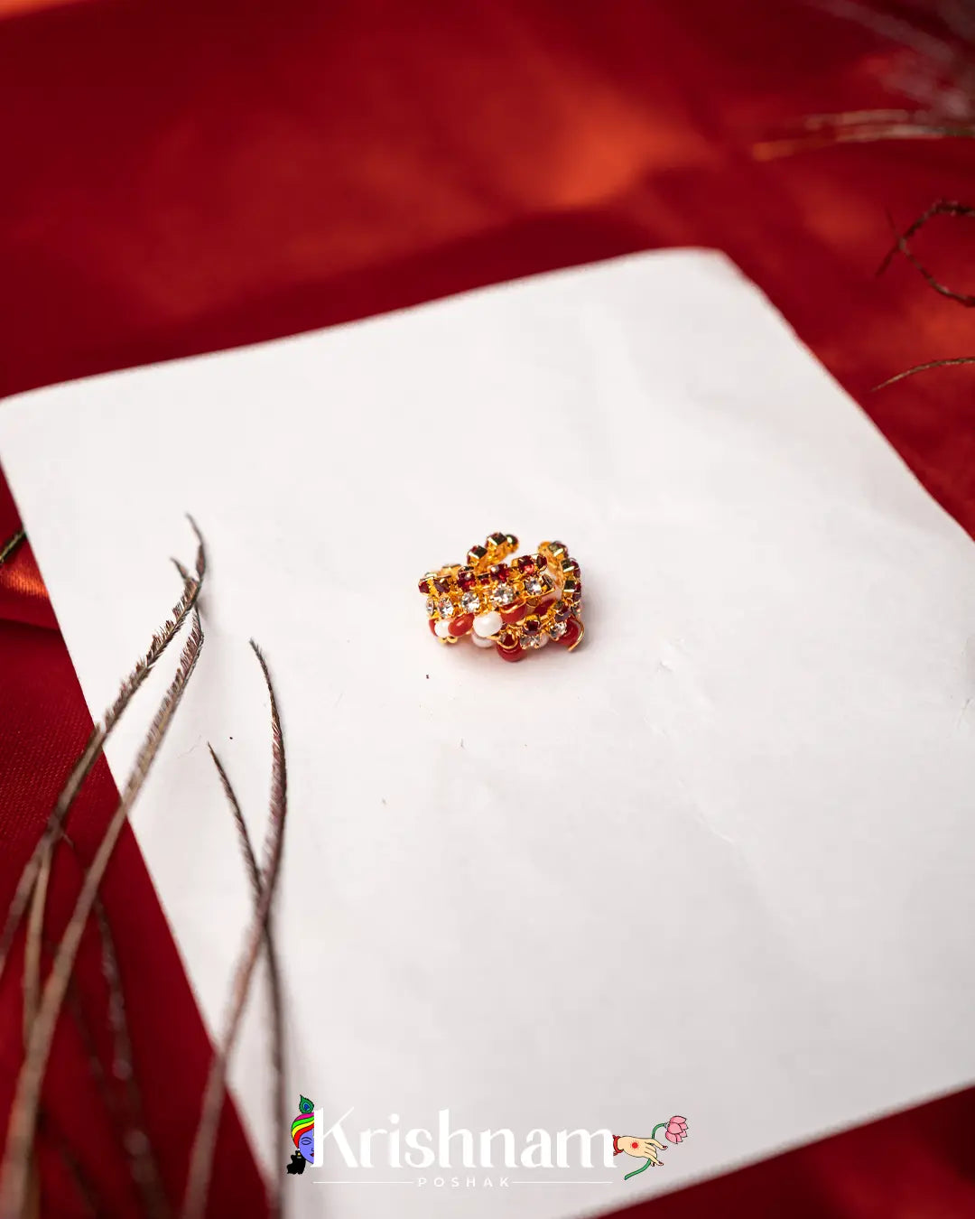 Kundan Moti Hanging Kangan for Shree Radha ,Shree Krishna & Laddu Gopal Ji (Fits to Size 0to3) (1 Set) - Krishnam Poshak