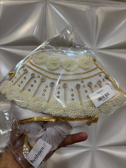 White Heavy dress for Radha Krishna ji Krishnam Poshak