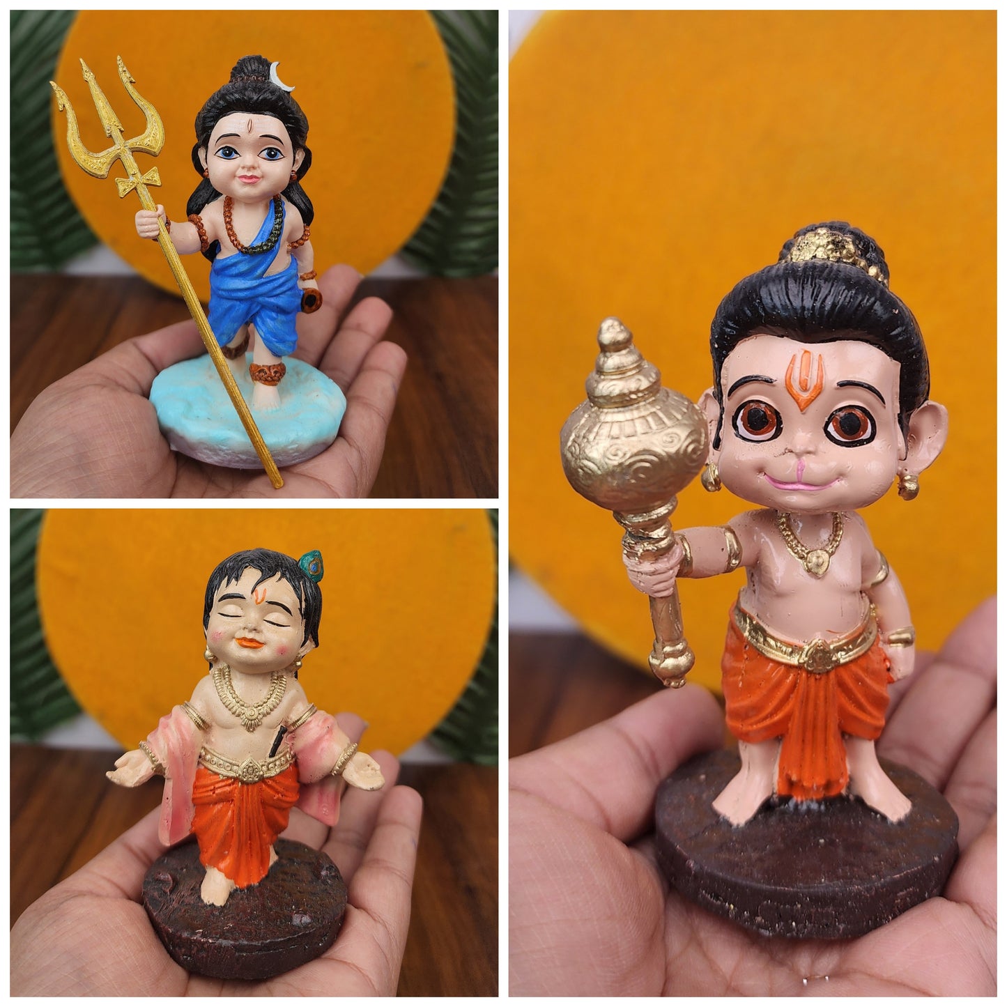 Divine Trio Pack : Bal Hanuman, Bal Krishna & Bal Shiv Ji Idols – Perfect for Home decor & puja