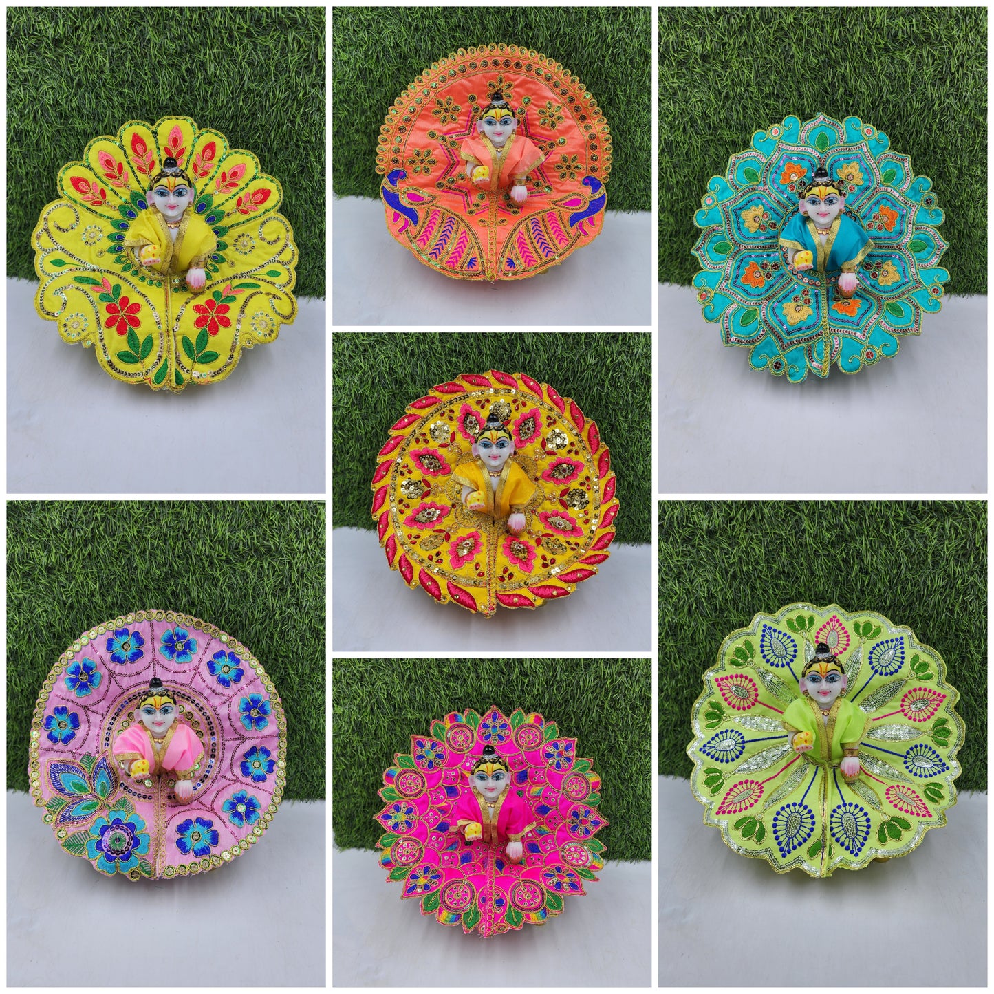 New Embroidery combo pack of 7 Random colours and prints.